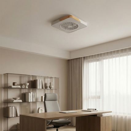 Brilagi - LED dimbare plafondlamp met ventilator LED/38W/230V 3000-6500K 50x50 cm wit/eiken + afstandsbediening