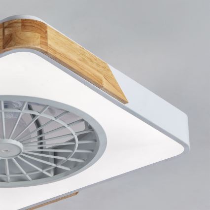 Brilagi - LED dimbare plafondlamp met ventilator LED/38W/230V 3000-6500K 50x50 cm wit/eiken + afstandsbediening