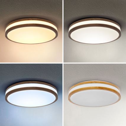 Brilagi - Dimbare LED plafondlamp MOLINA LED/48W/230V 3000-6500K eiken diameter 38 cm + afstandsbediening