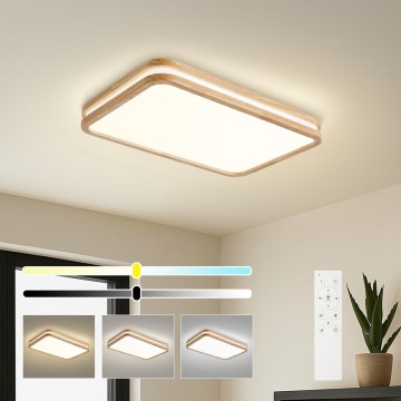 Brilagi - Dimbare LED-plafondlamp MOLINA SQUARE LED/54W/230V 3000-6000K eiken 60x40 cm + afstandsbediening