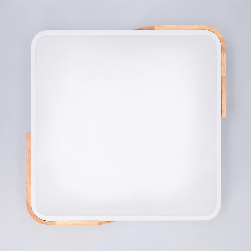 Brilagi - Dimbare LED-plafondlamp PILANA LED/48W/230V 3000-6500K eiken/wit 42x42 cm + afstandsbediening