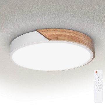 Brilagi - dimbare LED-plafondlamp PILANA LED/48W/230V eiken/wit Ø 40 cm + afstandsbediening