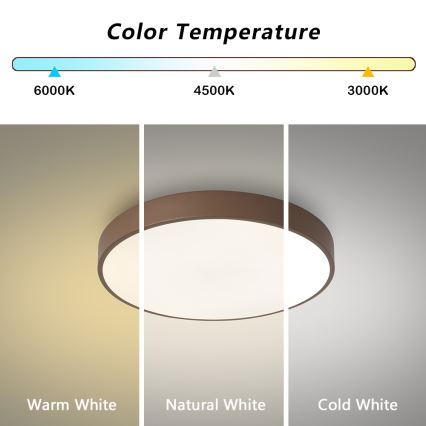Brilagi - LED dimbare plafondlamp POOL LED/36W/230V 3000-6000K Ø 30 cm bruin + afstandsbediening