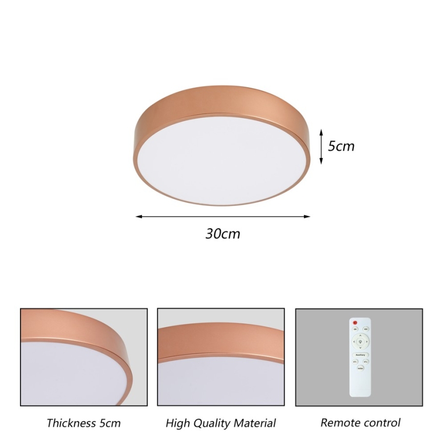 Brilagi - LED-dimbare plafondlamp POOL LED/36W/230V 3000-6000K Ø 30 cm bronskleurig + afstandsbediening