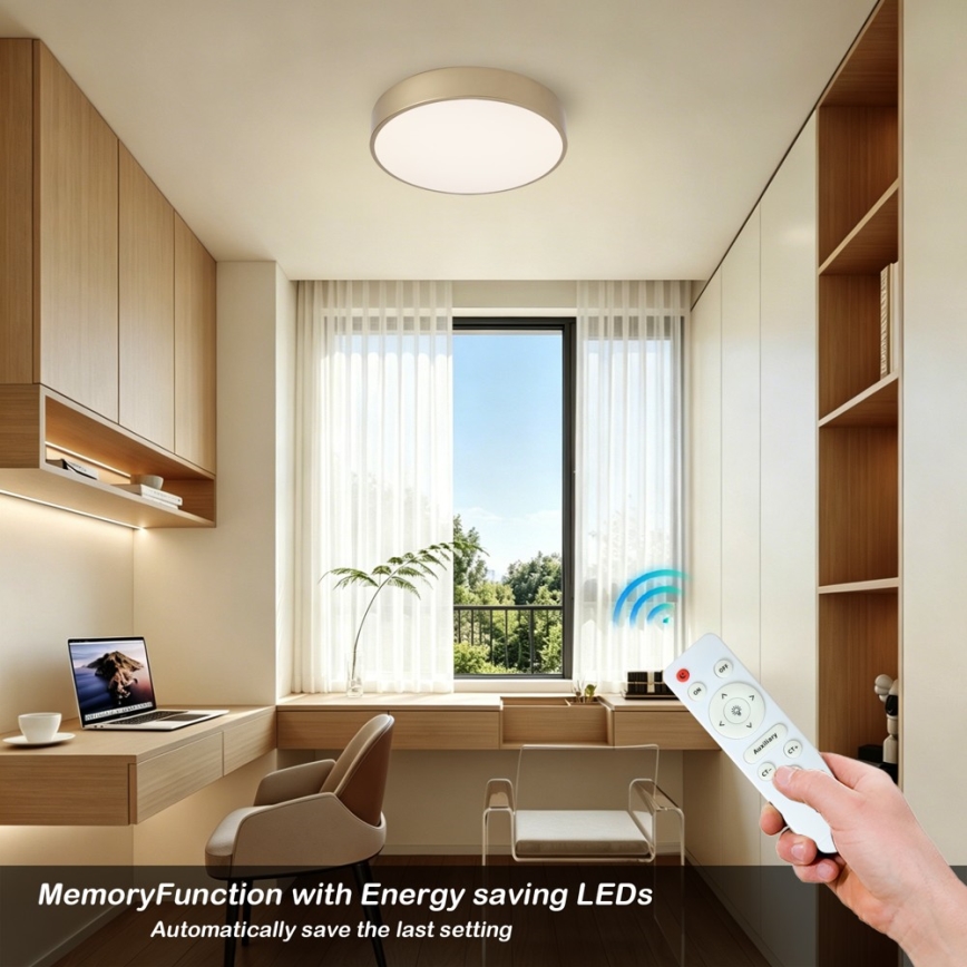 BRILAGI - LED dimbare plafondlamp POOL LED/36W/230V 3000-6000K pr. 30 cm goud + afstandsbediening