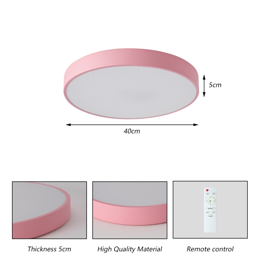 Brilagi - Dimbare LED-plafondlamp POOL LED/48W/230V 3000–6000K Ø 40 cm roze + afstandsbediening