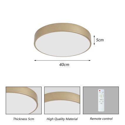 Brilagi - LED dimbare plafondlamp POOL LED/48W/230V 3000-6000K Ø 40 cm goudkleurig + afstandsbediening