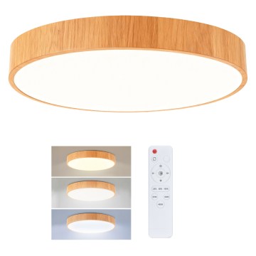 Brilagi - dimbare LED-plafondlamp POOL LED/50W/230V 3000-6000K Ø 40 cm houtdecor + afstandsbediening