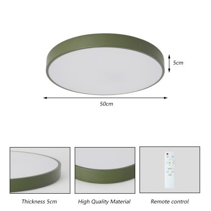 Brilagi - LED-dimbare plafondlamp POOL LED/60W/230V 3000-6000K Ø 50 cm groen + afstandsbediening