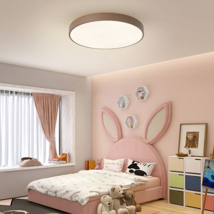 Brilagi - Dimbare LED-plafondlamp POOL, 60W, 230V, 3000–6000 K, Ø 60 cm, bruin, inclusief afstandsbediening