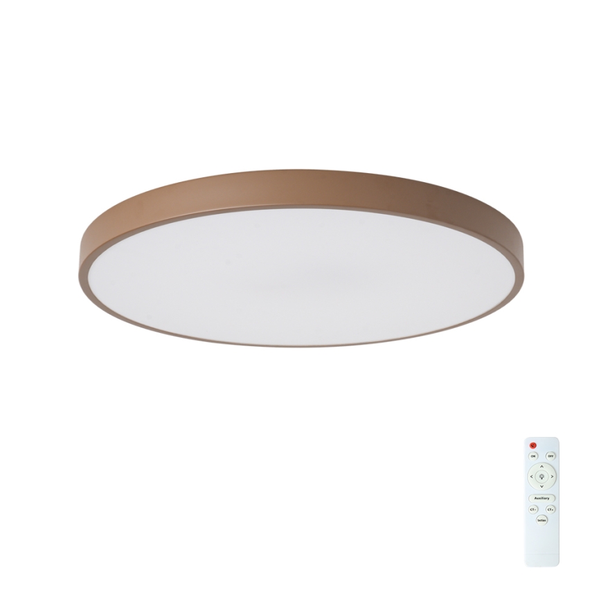 Brilagi - Dimbare LED-plafondlamp POOL, 60W, 230V, 3000–6000 K, Ø 60 cm, bruin, inclusief afstandsbediening