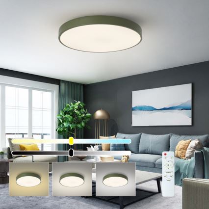 Brilagi - Dimbare LED-plafondlamp POOL LED/60W/230V 3000-6000K Ø 60 cm groen + afstandsbediening