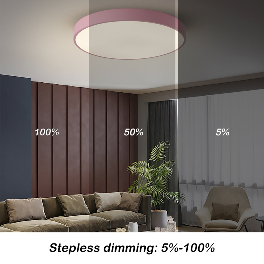 Brilagi - LED dimbare plafondlamp POOL LED/60W/230V 3000-6000K Ø 60 cm roze + afstandsbediening