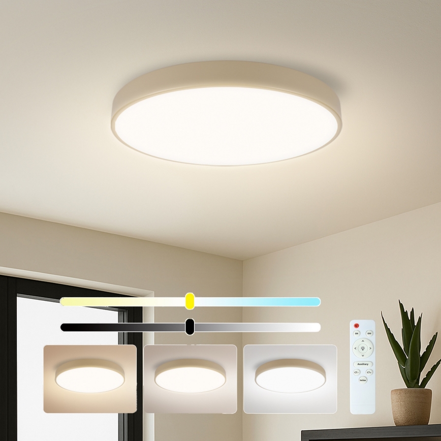 Brilagi - Dimbare LED-plafondlamp POOL LED/60W/230V 3000-6000K Ø 50 cm beige + afstandsbediening