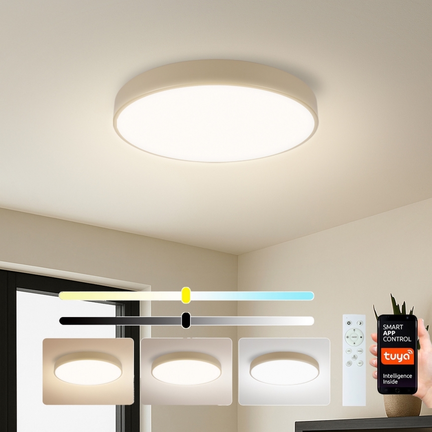 Brilagi - Dimbare LED-plafondlamp POOL SMART LED/48W/230V 3000–6000K Ø 40 cm Wi-Fi Tuya beige + afstandsbediening