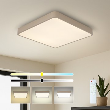 Brilagi - dimbare LED-plafondlamp POOL SQUARE LED/36W/230V 3000-6000K 40x40 cm beige + afstandsbediening