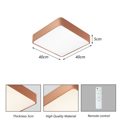 Brilagi - Dimbare LED-plafondlamp POOL SQUARE LED/36W/230V 3000-6000K 40x40 cm brons + afstandsbediening