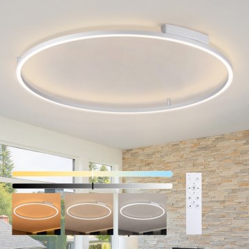 Brilagi - Dimbare LED-plafondlamp PORTOFINO LED/85W/230V 3000-6000K Ø 120 cm zilver + afstandsbediening