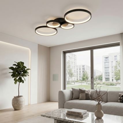 Brilagi - Dimbare LED-plafondlamp RINGO LED/34W/230V 3000-6000K 28x78 cm zwart + afstandsbediening