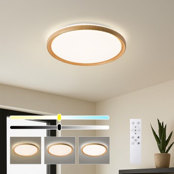 Brilagi - Dimbare LED-plafondlamp RIVO LED/72W/230V 3000-6000K houtlook Ø 50 cm + afstandsbediening