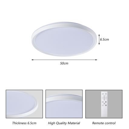 Brilagi - LED dimbare plafondlamp RIVO LED/72W/230V 3000-6000K wit Ø 50 cm + afstandsbediening