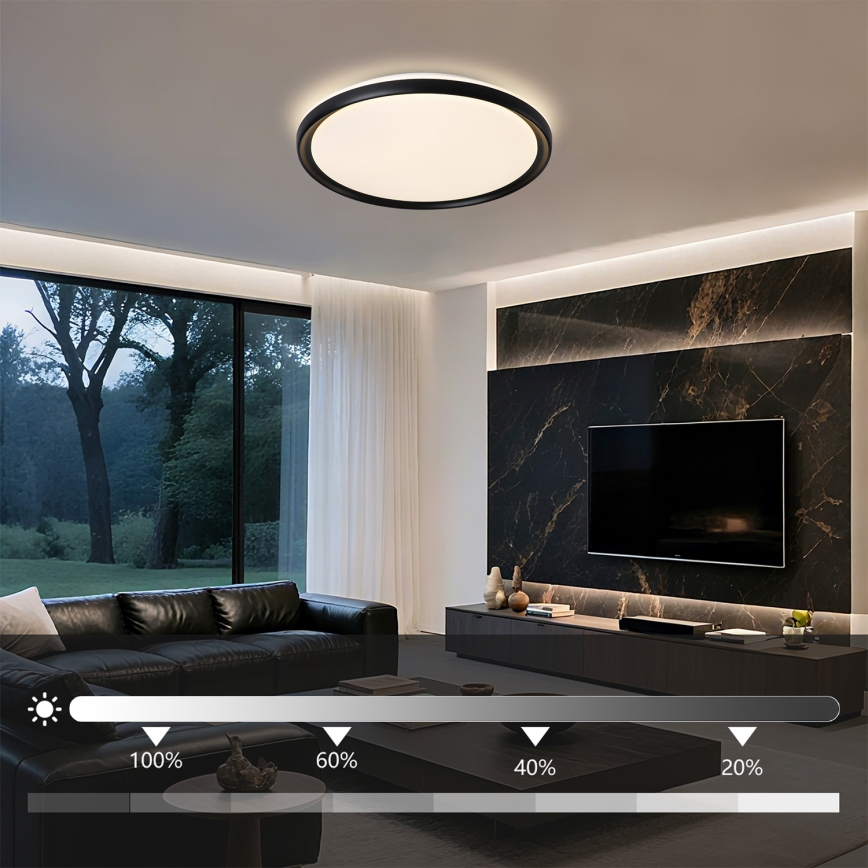 Brilagi - LED dimbare plafondlamp RIVO LED/72W/230V 3000-6000K zwart Ø 50 cm + afstandsbediening