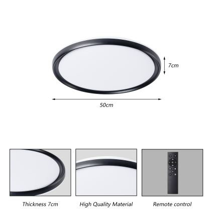 Brilagi - LED dimbare plafondlamp RIVO LED/72W/230V 3000-6000K zwart Ø 50 cm + afstandsbediening