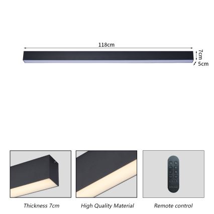 Brilagi - LED dimbare plafondlamp SLEEKLINE SMART LED/40W/230V 3000-6000K Wi-Fi Tuya zwart + afstandsbediening