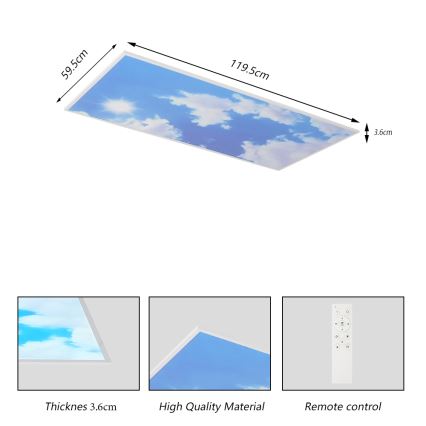 Brilagi - Dimbare LED-plafondlamp SLIMFRAME SKY LED/80W/230V 120x60 cm 3000-6000K zilver/blauw + afstandsbediening