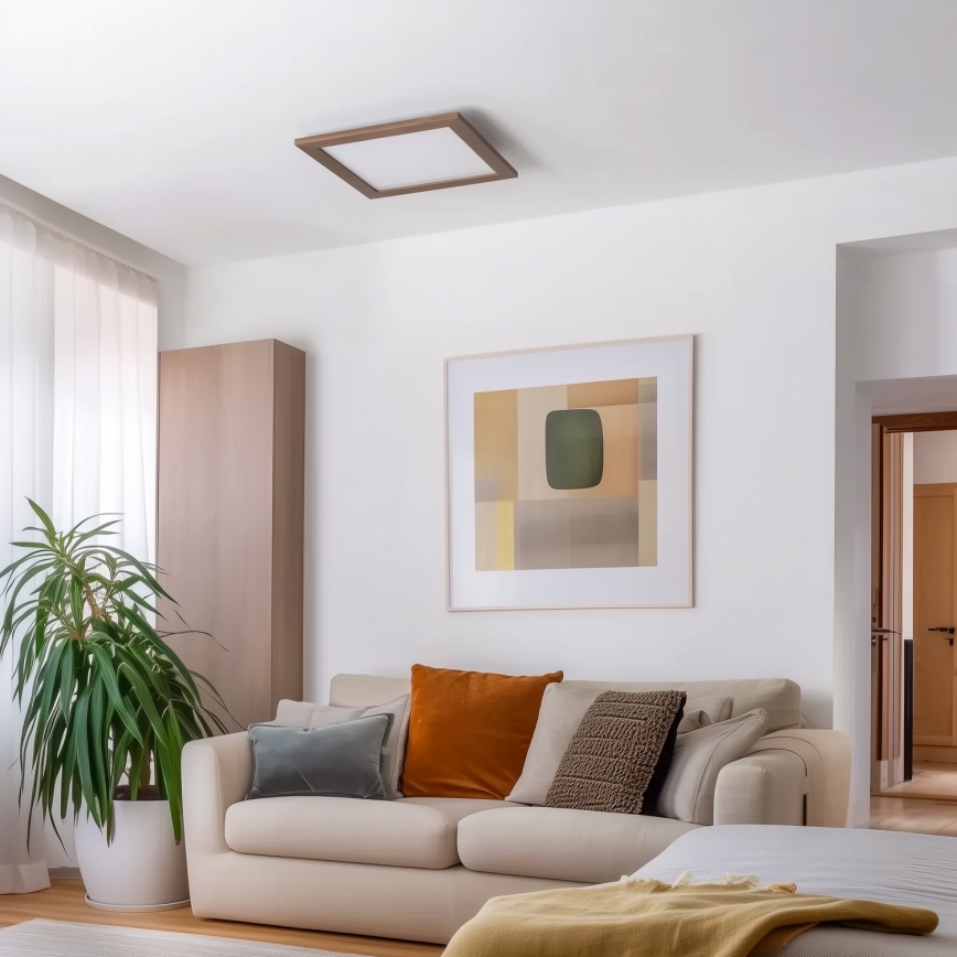 Brilagi - Dimbare LED-plafondlamp SLIMFRAME WOOD LED/36W/230V 49,5x49,5 cm 3000-6000K donkerbruin + afstandsbediening