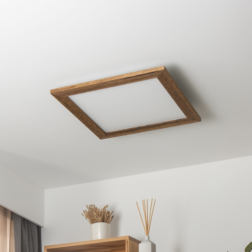 Brilagi - Dimbare LED Plafondlamp SLIMFRAME WOOD LED/36W/230V 49,5x49,5 cm 3000-6000K bruin + afstandsbediening