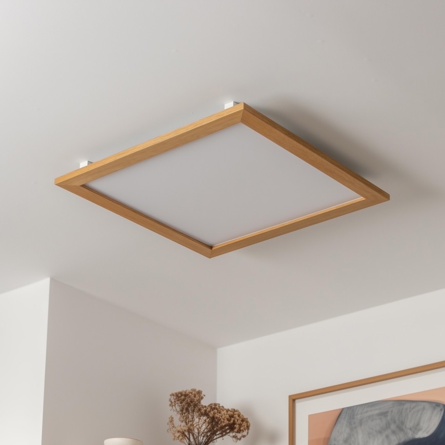 Brilagi - Dimbare LED Plafondlamp SLIMFRAME WOOD LED/58W/230V 64x64 cm 3000-6000K bruin + afstandsbediening