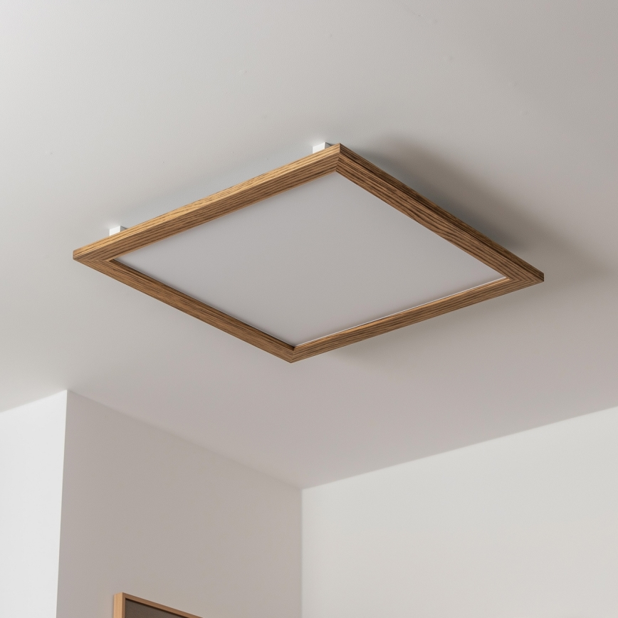 Brilagi - Dimbare LED Plafondlamp SLIMFRAME WOOD LED/58W/230V 64x64 cm 3000-6000K bruin + afstandsbediening