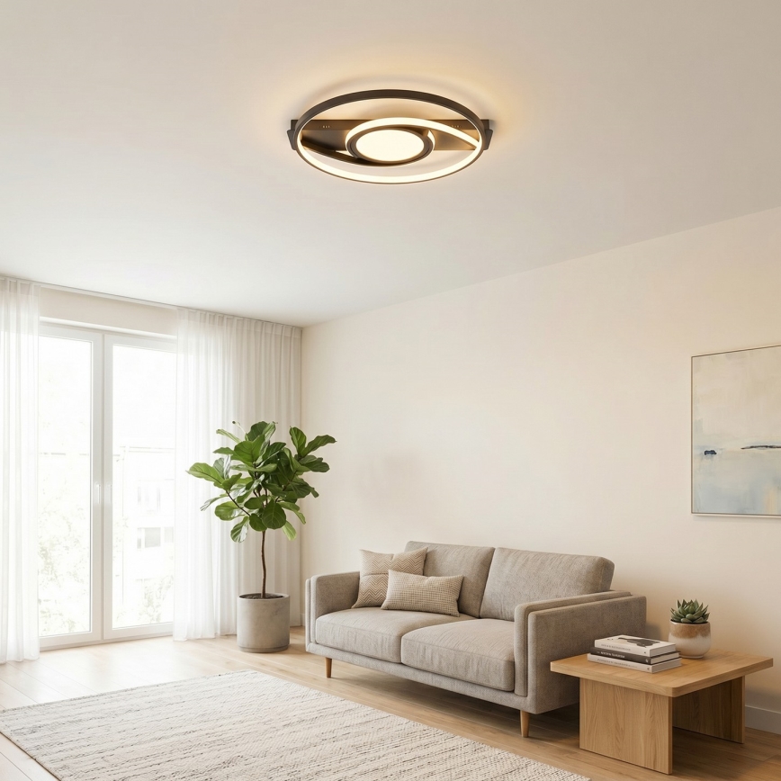 Brilagi - LED-dimbare plafondlamp TWIRL LED/38W/230V 3000-6000K zwart + afstandsbediening