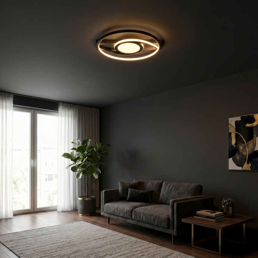 Brilagi - LED-dimbare plafondlamp TWIRL LED/38W/230V 3000-6000K zwart + afstandsbediening
