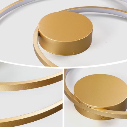 Brilagi - Dimbare LED-plafondlamp TWISTER LED/48W/230V 3000-6000K Ø 50 cm goudkleurig + afstandsbediening