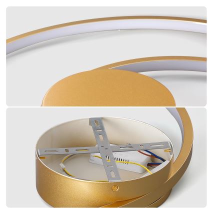 Brilagi - Dimbare LED-plafondlamp TWISTER LED/48W/230V 3000-6000K Ø 50 cm goudkleurig + afstandsbediening