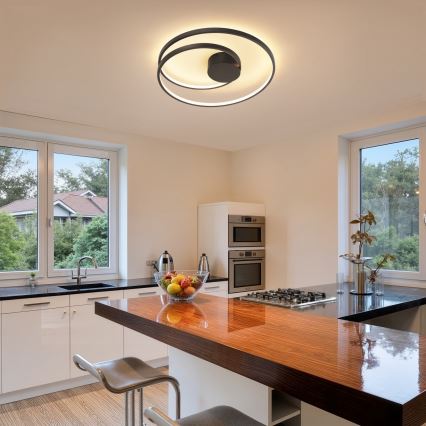 Brilagi - LED-dimbare plafondlamp TWISTER LED/48W/230V 3000-6000K Ø 50 cm zwart + afstandsbediening