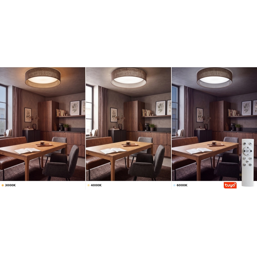 Brilagi - dimbare LED-plafondlamp VELVET SMARTIX STARS LED/36W/230V 3000–6000K Ø55 cm bruin Wi‑Fi Tuya Beacon + afstandsbediening
