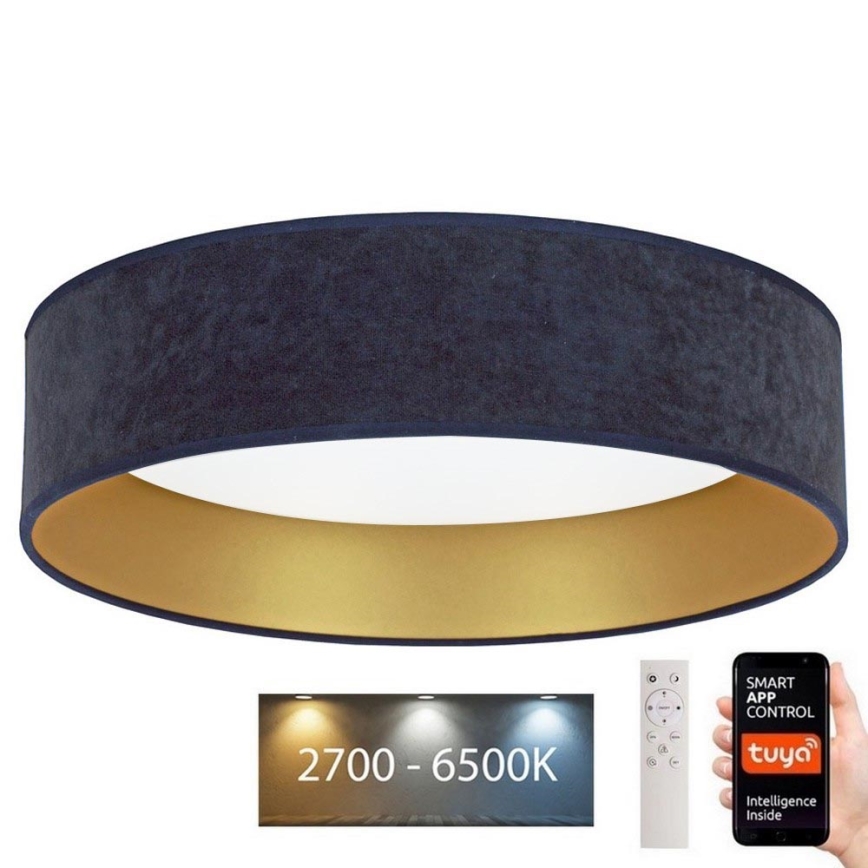 Brilagi - Dimbare LED Plafondlamp VELVET SMART LED/36W/230V d. 55 cm 2700-6500K Wi-Fi Tuya blauw/goud + afstandsbediening