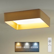 Brilagi - Dimbare LED plafondlamp VELVET SQUARE LED/24W/230V 3000/4000/6500K + afstandsbediening beige