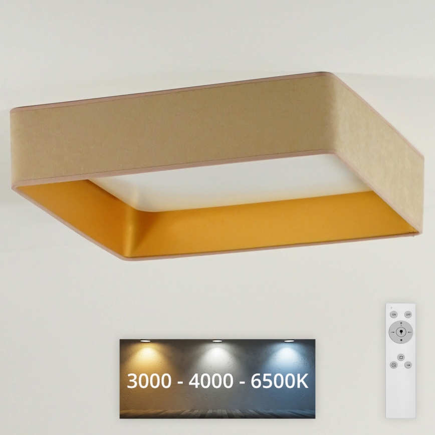 Brilagi - Dimbare LED plafondlamp VELVET SQUARE LED/24W/230V 3000/4000/6500K + afstandsbediening beige