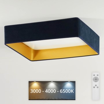 Brilagi - Dimbare LED plafondlamp VELVET SQUARE LED/24W/230V 3000/4000/6500K + afstandsbediening donkerblauw