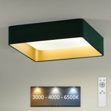 Brilagi - Dimbare LED plafondlamp VELVET SQUARE LED/24W/230V 3000/4000/6500K + afstandsbediening groen