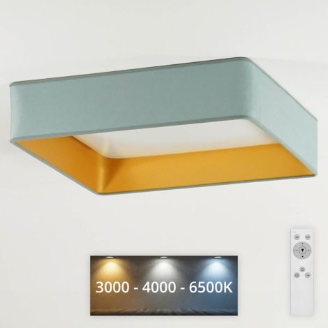 Brilagi - Dimbare LED plafondlamp VELVET SQUARE LED/24W/230V 3000/4000/6500K + afstandsbediening mint