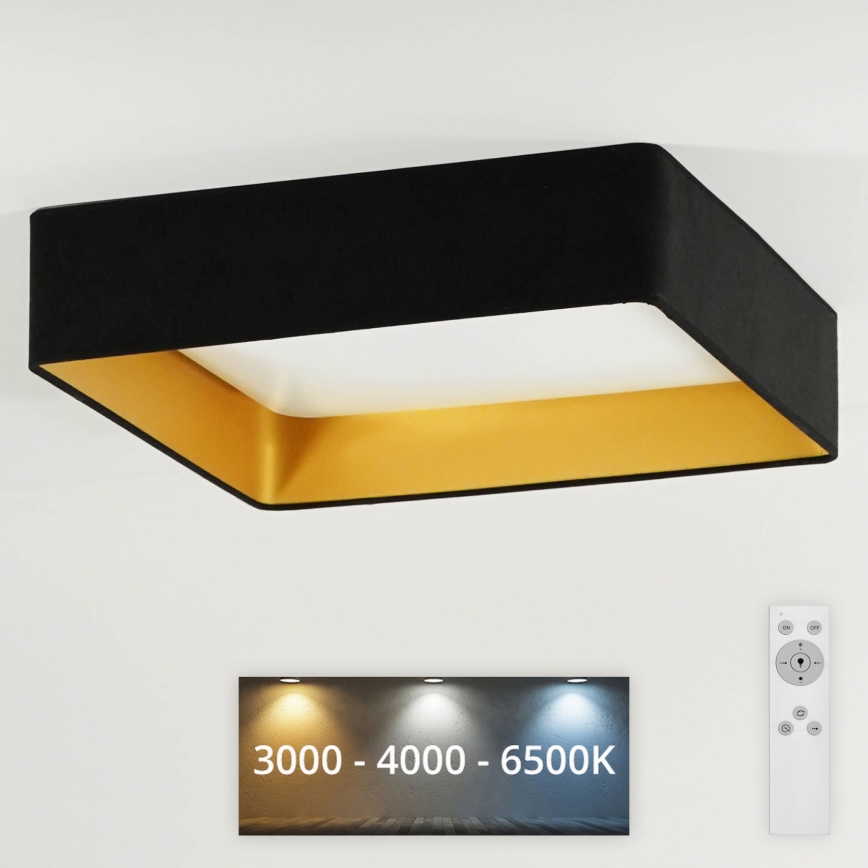 Brilagi - dimbare LED-plafondlamp VELVET SQUARE LED/24W/230V 43x43 cm 3000/4000/6500K + met afstandsbediening zwart