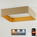 Brilagi - Dimbare LED plafondlamp VELVET SQUARE SMART LED/36W/230V 2700-6500K Wi-Fi Tuya + afstandsbediening beige