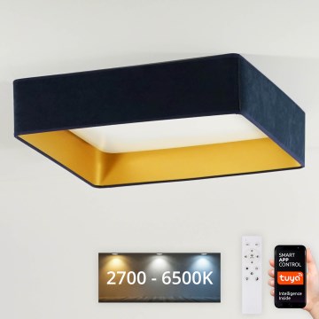 Brilagi - Dimbare LED plafondlamp VELVET SQUARE SMART LED/36W/230V 2700-6500K Wi-Fi Tuya + afstandsbediening donkerblauw