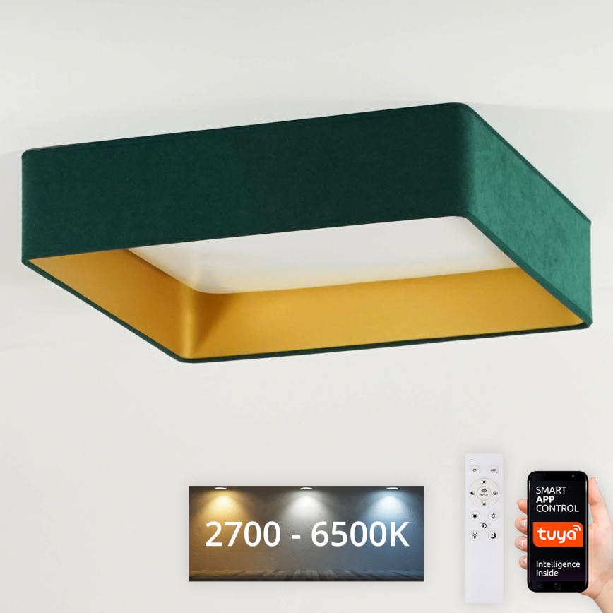 Brilagi - Dimbare LED plafondlamp VELVET SQUARE SMART LED/36W/230V 2700-6500K Wi-Fi Tuya + afstandsbediening groen