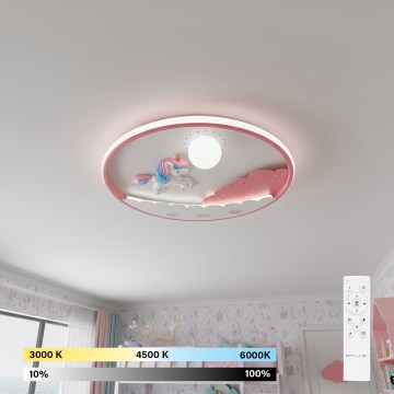 Brilagi - Dimbare LED-plafondlamp voor kinderen UNICORN LED/68W/230V 3000-6000K Ø 49 cm + afstandsbediening